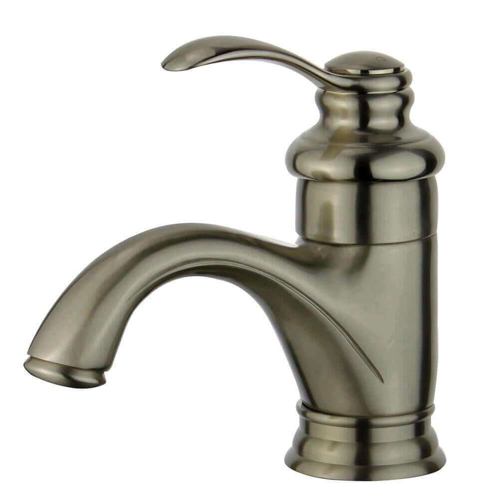 Barcelona Single Handle Bathroom Vanity Faucet in Brushed Nickel - 10118A1-BN-WO