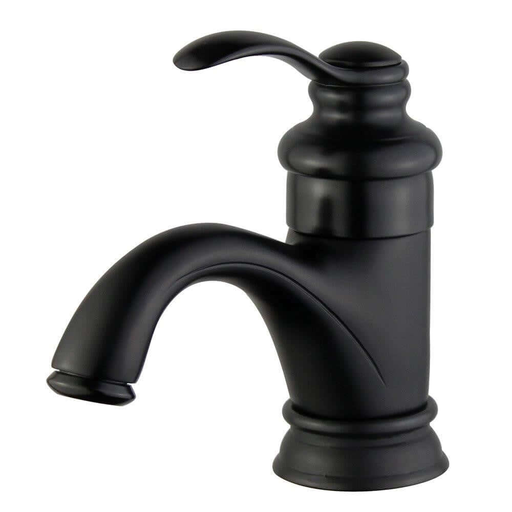 Barcelona Single Handle Bathroom Vanity Faucet in Black - 10118A1-NB-W