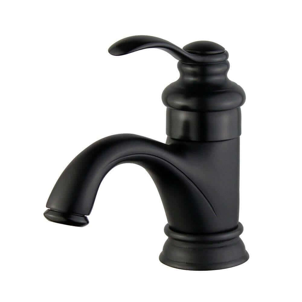 Barcelona Single Handle Bathroom Vanity Faucet in Black - 10118A1-NB-W