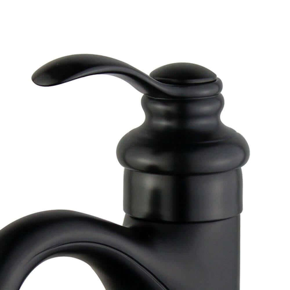 Barcelona Single Handle Bathroom Vanity Faucet in Black - 10118A1-NB-W