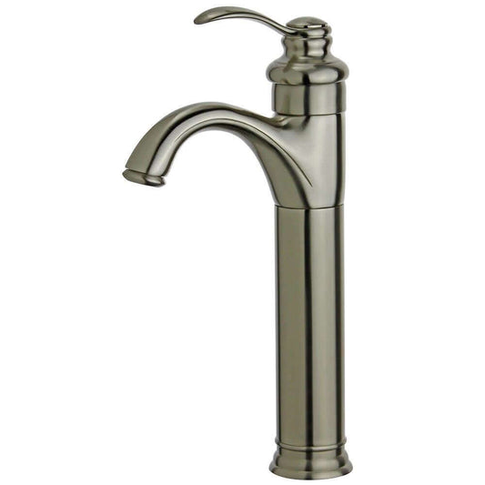 Madrid Single Hole Single Handle Bathroom Faucet with Overflow Drain in Brushed Nickel - 10118A2-BN-W