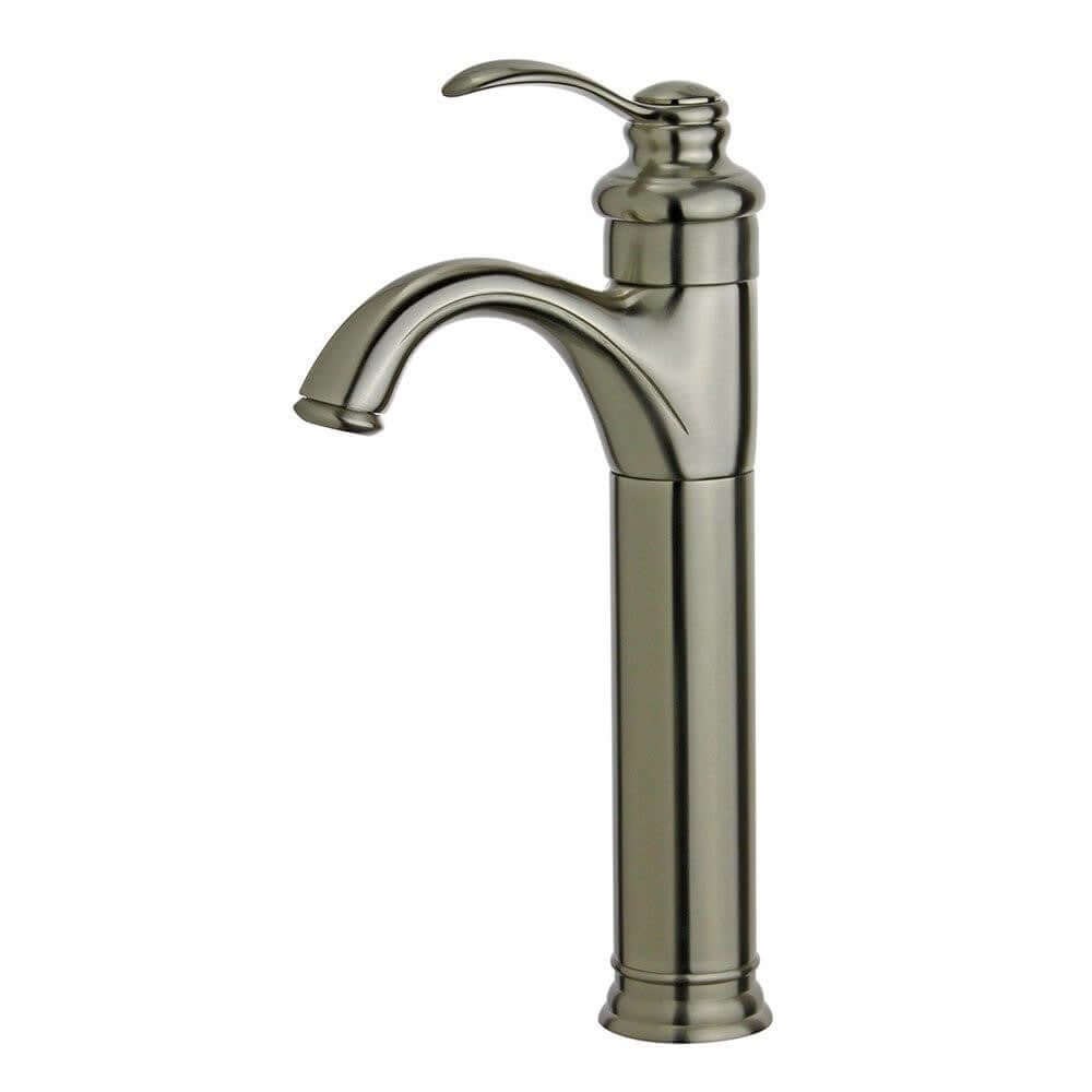 Madrid Single Hole Single Handle Bathroom Faucet with Overflow Drain in Brushed Nickel - 10118A2-BN-W