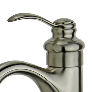 Madrid Single Hole Single Handle Bathroom Faucet with Overflow Drain in Brushed Nickel - 10118A2-BN-W
