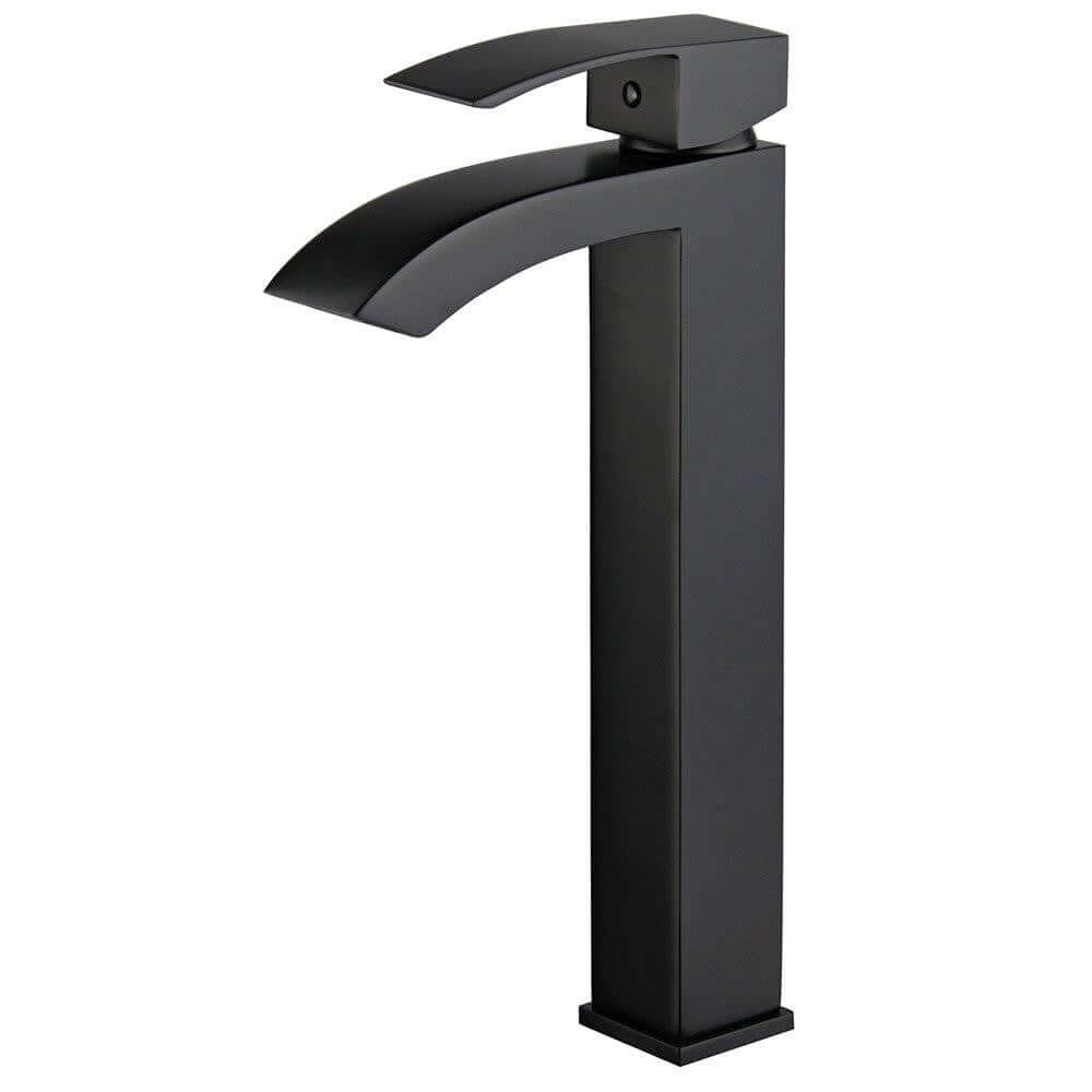 Palma Single Handle Bathroom Vanity Faucet in Black - 10166A1-NB-W