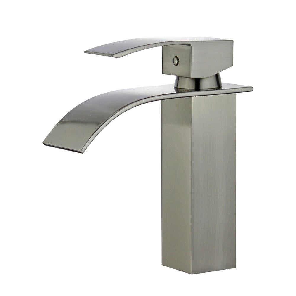Santiago Single Handle Bathroom Vanity Faucet in Brushed Nickel - 10167P4-BN-WO