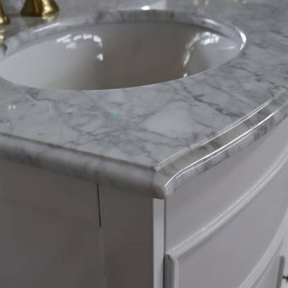 62 in Double sink vanity Antique White finish in White Marble top - 603316-AW-WC