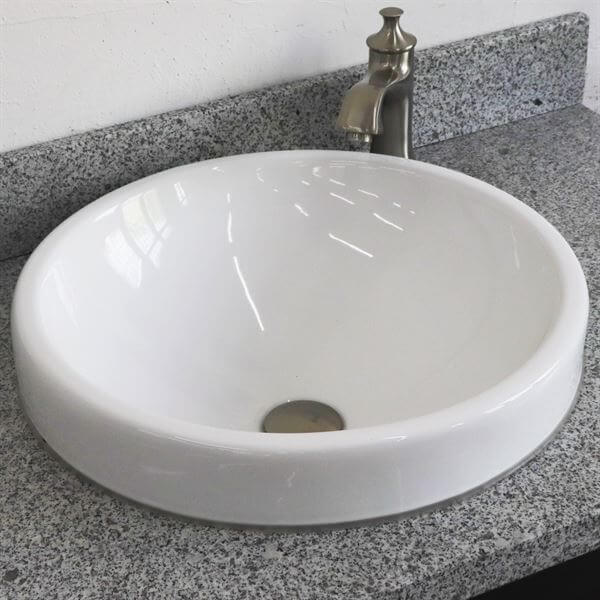 37" Single sink vanity in Dark Gray finish with Gray granite and CENTER round sink- RIGHT drawers - 400700-37R-DG-GYRDC