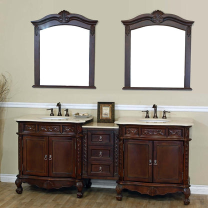 82.7 in. Double sink vanity-walnut-cream marble - 202016A-D-CR