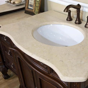 82.7 in. Double sink vanity-walnut-cream marble - 202016A-D-CR