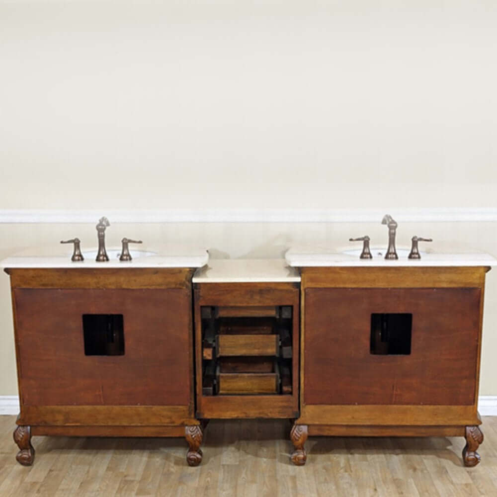 82.7 in. Double sink vanity-walnut-cream marble - 202016A-D-CR