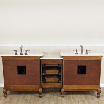 82.7 in. Double sink vanity-walnut-cream marble - 202016A-D-CR