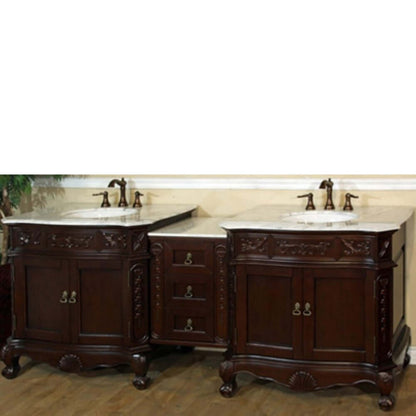 82.7 in. Double sink vanity-walnut-white marble - 202016A-D-WH