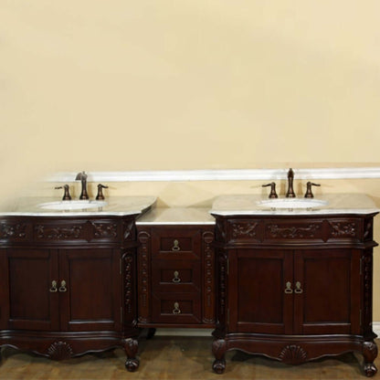 82.7 in. Double sink vanity-walnut-white marble - 202016A-D-WH