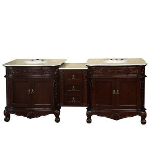 82.7 in. Double sink vanity-walnut-white marble - 202016A-D-WH