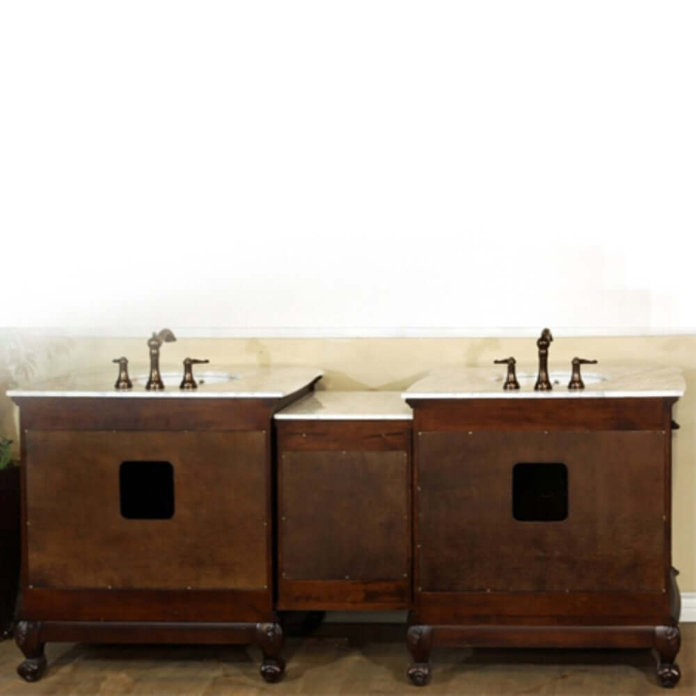 82.7 in. Double sink vanity-walnut-white marble - 202016A-D-WH