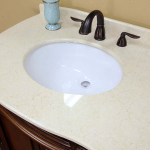 34.6 in. Single sink vanity-wood-walnut-cream marble - 202016A-S-CR