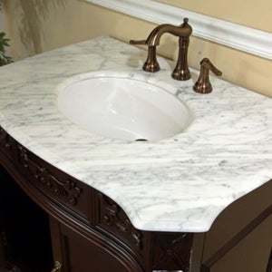 34.6 in. Single sink vanity-wood-walnut-carrara white marble - 202016A-S-WH