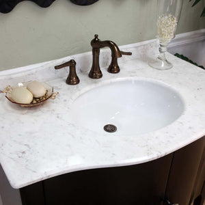 36.6 in Single sink vanity-wood-black -white marble - 203037-B-WH