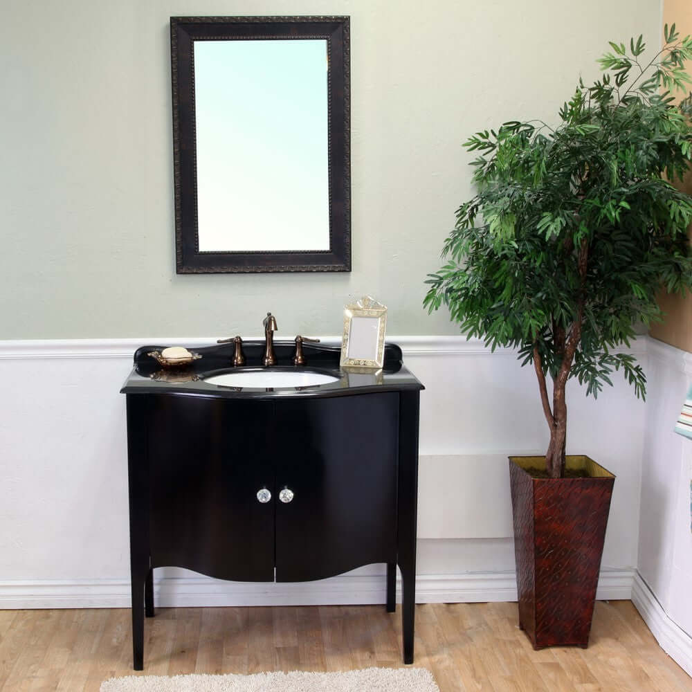 36.6 in Single sink vanity-wood-black - 203037-B