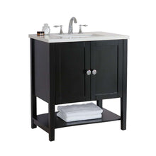 Load image into Gallery viewer, 31 in Single sink vanity-wood-Espresso-white quartz - 203054A-ES