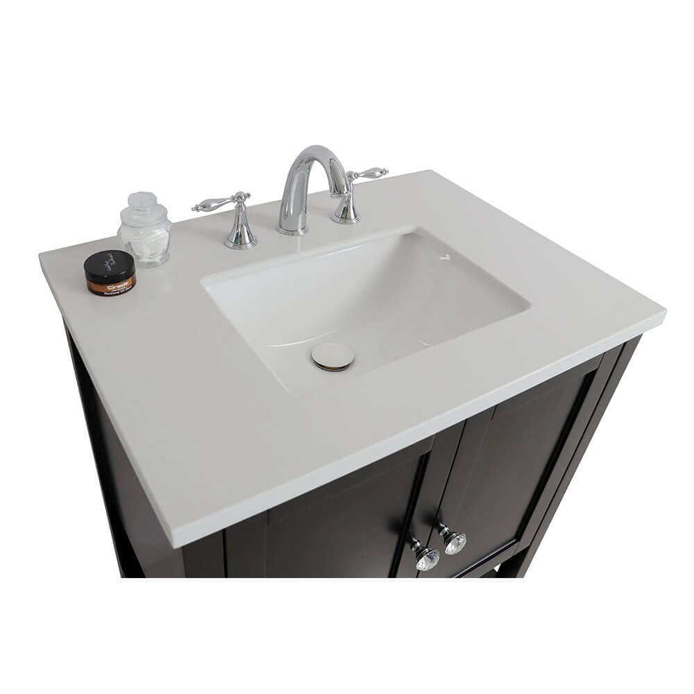 31 in Single sink vanity-wood-Espresso-white quartz - 203054A-ES