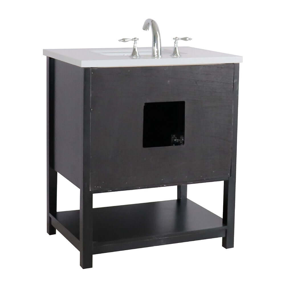 31 in Single sink vanity-wood-Espresso-white quartz - 203054A-ES