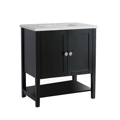 31 in Single sink vanity-wood-Espresso-white quartz - 203054A-ES