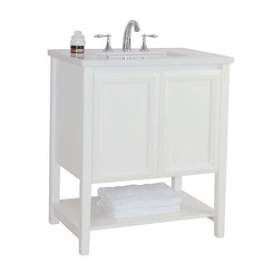 31 in Single sink vanity-wood-white quartz - 203054A-WH