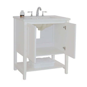 31 in Single sink vanity-wood-white quartz - 203054A-WH