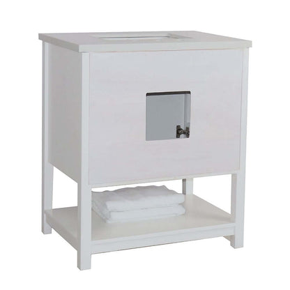 31 in Single sink vanity-wood-white quartz - 203054A-WH