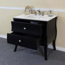 Load image into Gallery viewer, 35.4 in Single sink vanity-wood-black-white marble top with oval sink - 203057B-WH