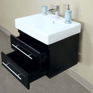 48.5 in Double wall mount style sink vanity-wood-black - 203102-D