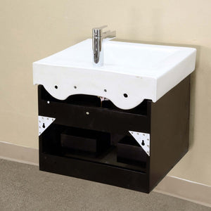 48.5 in Double wall mount style sink vanity-wood-black - 203102-D