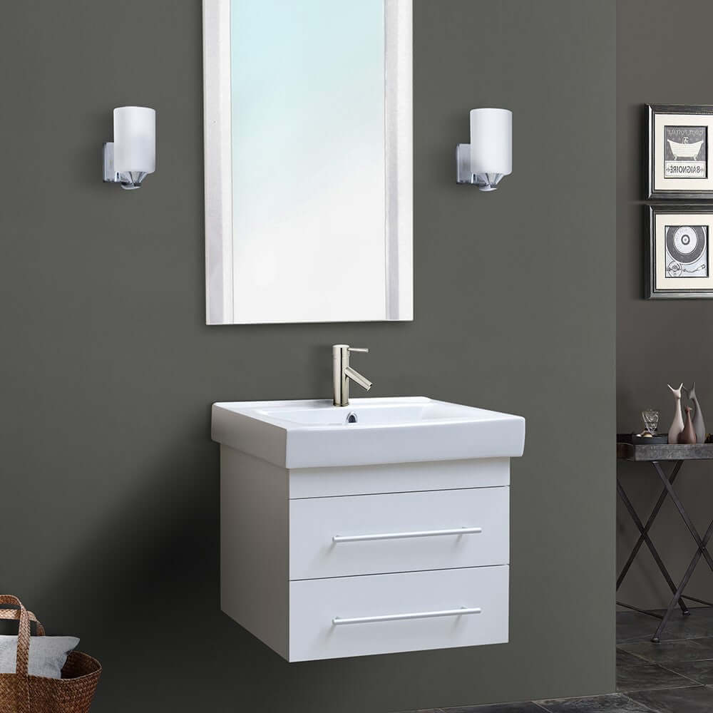 24.25 in Single wall mount style sink vanity-wood-white - 203102-S-WH