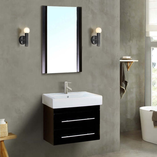 24.25 in Single wall mount style sink vanity-wood-black - 203102-S