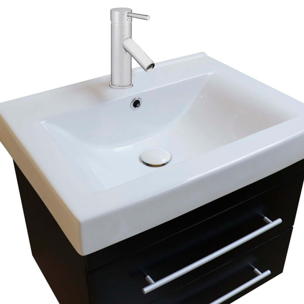 24.25 in Single wall mount style sink vanity-wood-black - 203102-S