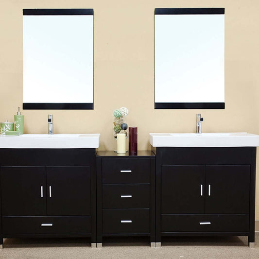 80.7 in Double sink vanity-wood-black - 203107-D