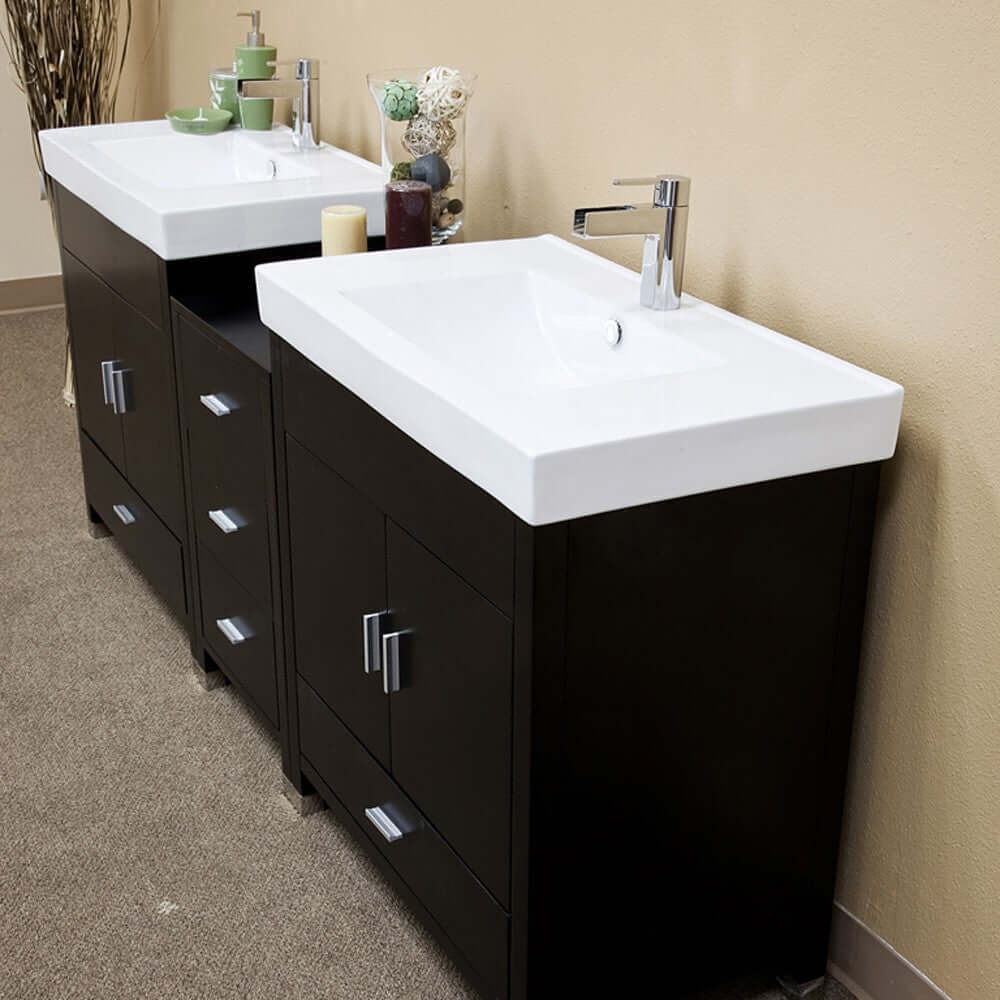 80.7 in Double sink vanity-wood-black - 203107-D