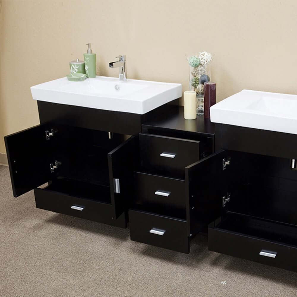 80.7 in Double sink vanity-wood-black - 203107-D