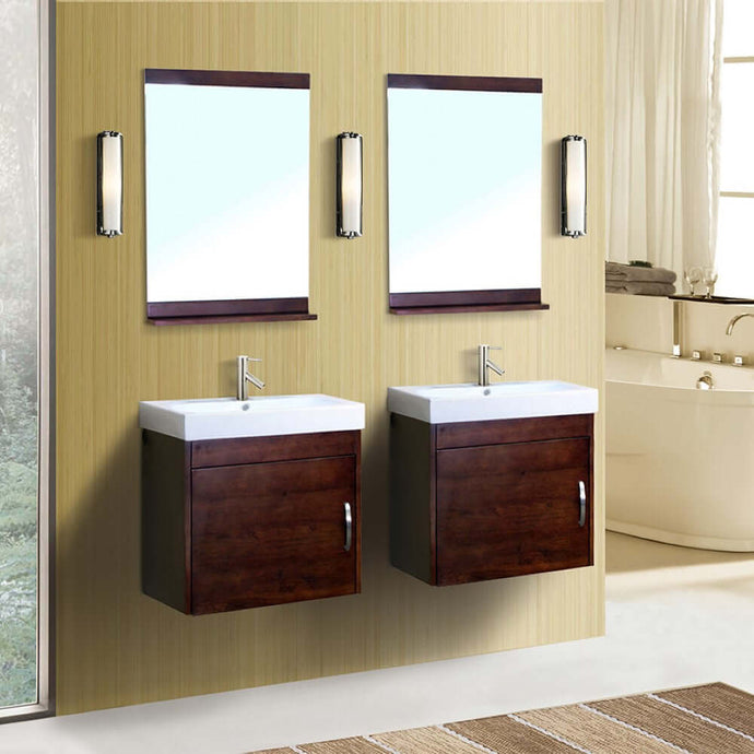 48.8 in Double wall mount style sink vanity-wood- walnut - 203136-D