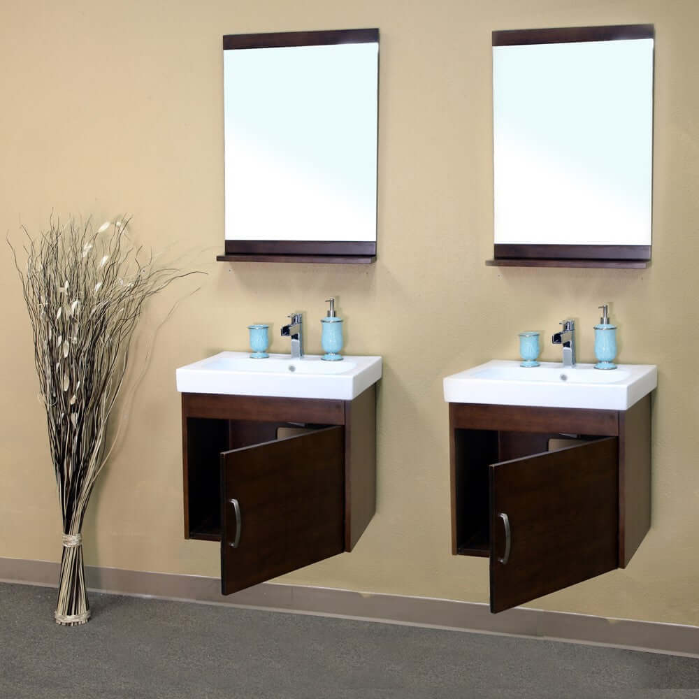 48.8 in Double wall mount style sink vanity-wood- walnut - 203136-D