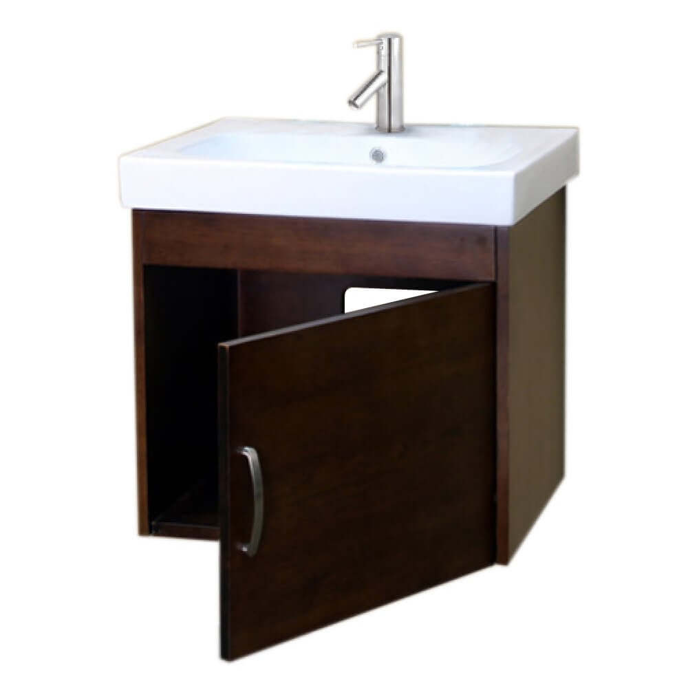 24.4 in Single wall mount style sink vanity-wood- walnut - 203136-S