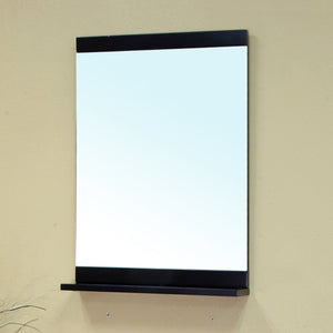 Solid wood frame mirror with shelf in black - 203172-M-B