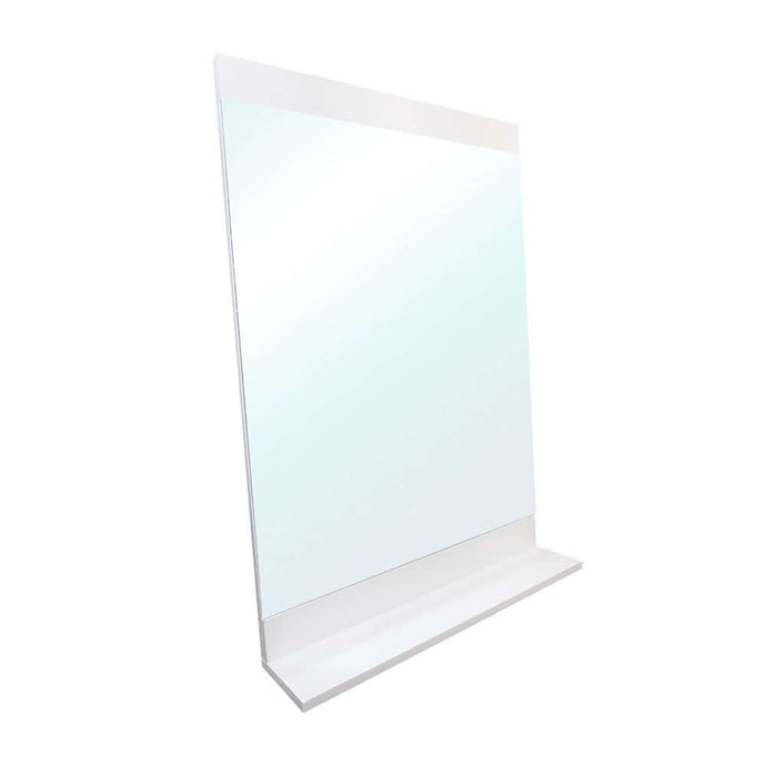 Solid wood frame mirror with shelf in white - 203172-M-WH