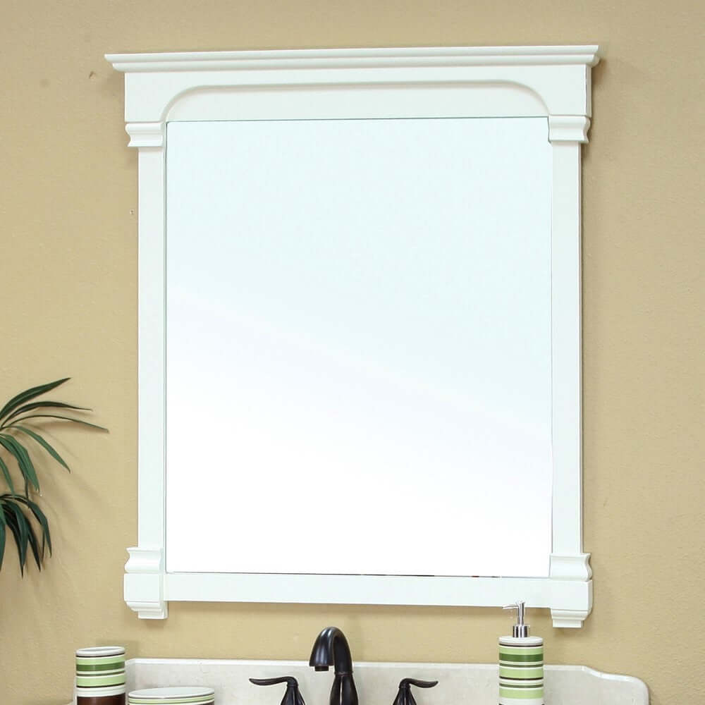 42 in Solid wood frame mirror-cream white - 205050-MIRROR-CR