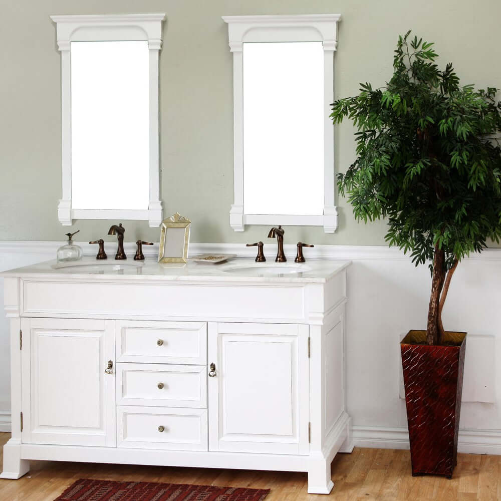 60 in Double sink vanity-wood-white - 205060-D-WH