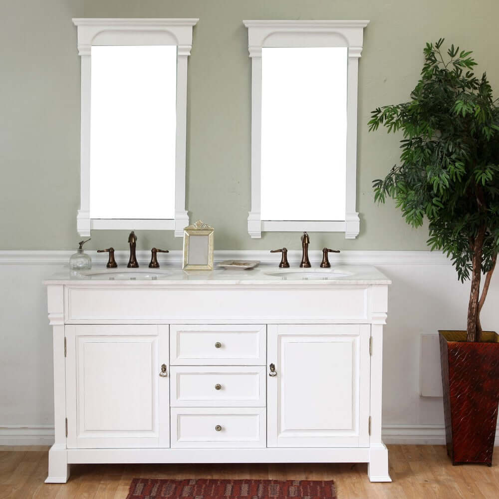 60 in Double sink vanity-wood-white - 205060-D-WH