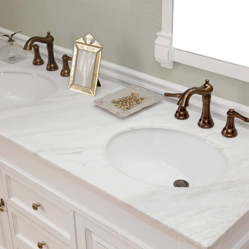 60 in Double sink vanity-wood-white - 205060-D-WH