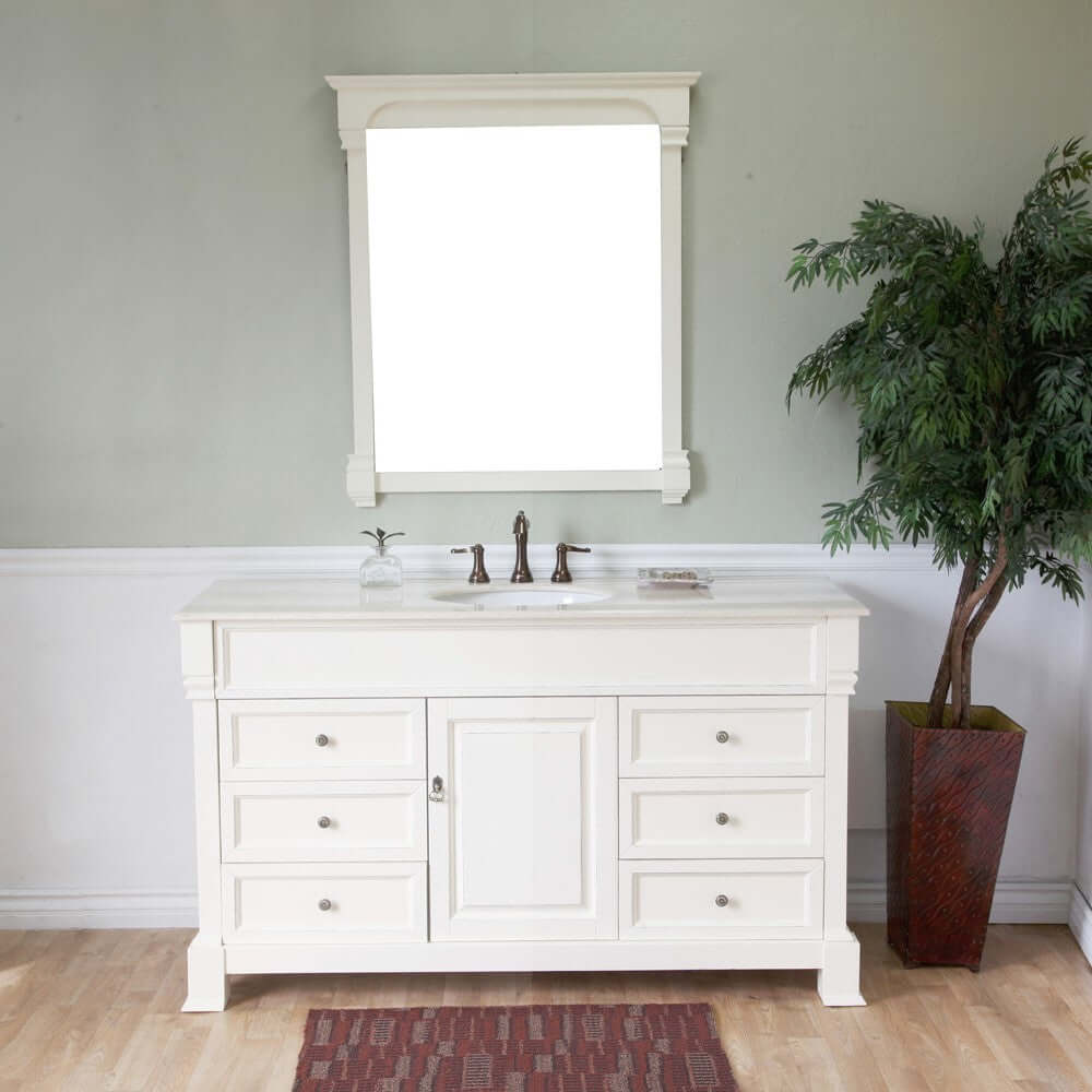 60 in Single sink vanity-wood-cream white - 205060-S-CR