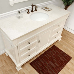 60 in Single sink vanity-wood-cream white - 205060-S-CR